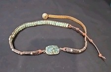 Multi-Color Leather Wrap Bracelet Beaded Wrap Turquoise 24"