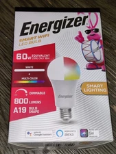 Energizer Smart Wifi White & Multi-Color Dimmable LED Light Bulb 60w 800 Lumens 
