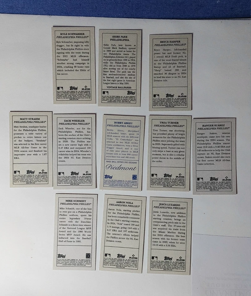 2025 Topps T205 Philadelphia Phillies Team Set 11 Card with Shibe Park & 1 SP - Image 3 of 3