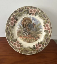 Churchill Myott Factory Thanksgiving Turkey & Floral 10" Dinner Plate ENGLAND