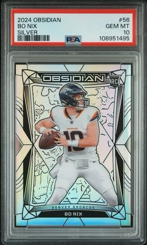 2024 Panini Obsidian - Bo Nix #56 Silver /75 (RC) PSA 10