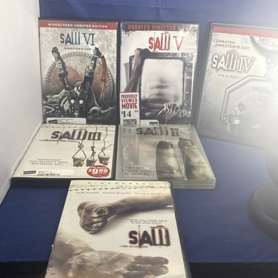 Saw Movie Series 6 Dvds Including Saw II III Unrated IV Directors Cut V VI 