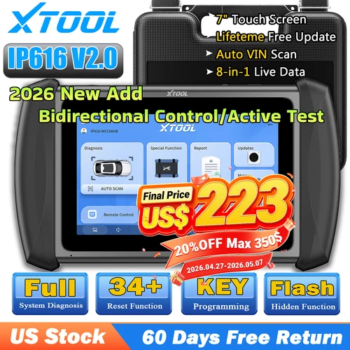 2026 XTOOL IP616 OBD2 Scanner Full System Diagnostic Tool Key Fob 31+Services