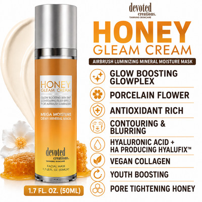 Devoted Creations Honey Gleam Cream Glow Boosting Moisture Mineral Mask1.7 oz  