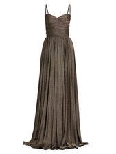 DOLCE & GABBANA Metallic Ruched Pleated Gown In Gold Ladies Size IT 40/UK 8 BNWT