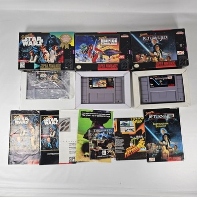 Super Star Wars Trilogy SNES Box Bundle Authentic Tested Empire Jedi 