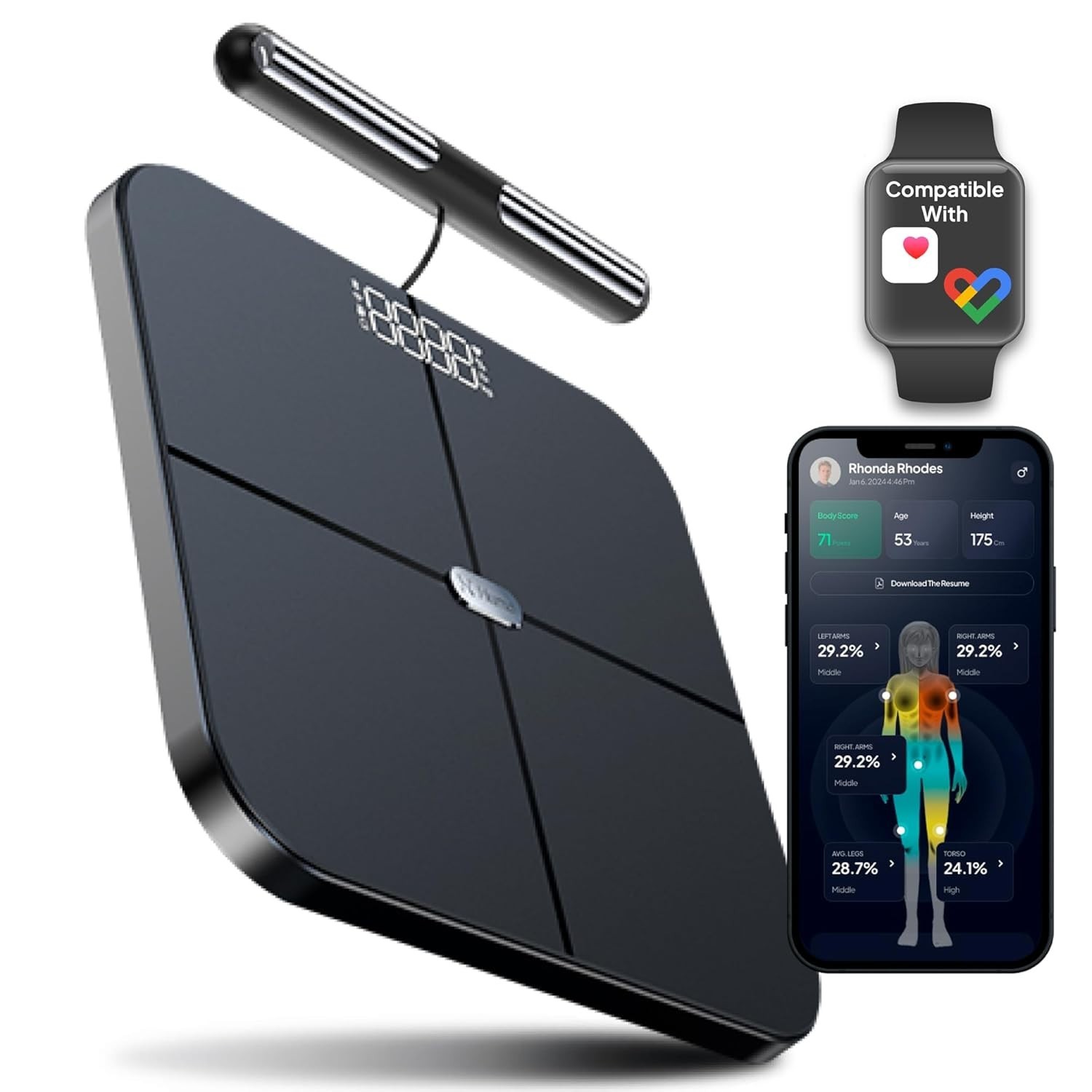 Hume Health - The Body Pod - Home Body Analyzer and Free Bluetooth App - 45+ Key