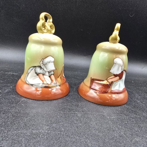 Set of 2 Sunbonnet Babies Royal Bayreuth Porcelain Bells Ironing Sweeping - Picture 4 of 9