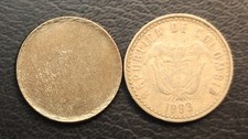 100 Pesos - Blank Planchet Error ND (1992-2012) + Coin 1993 - Colombia 