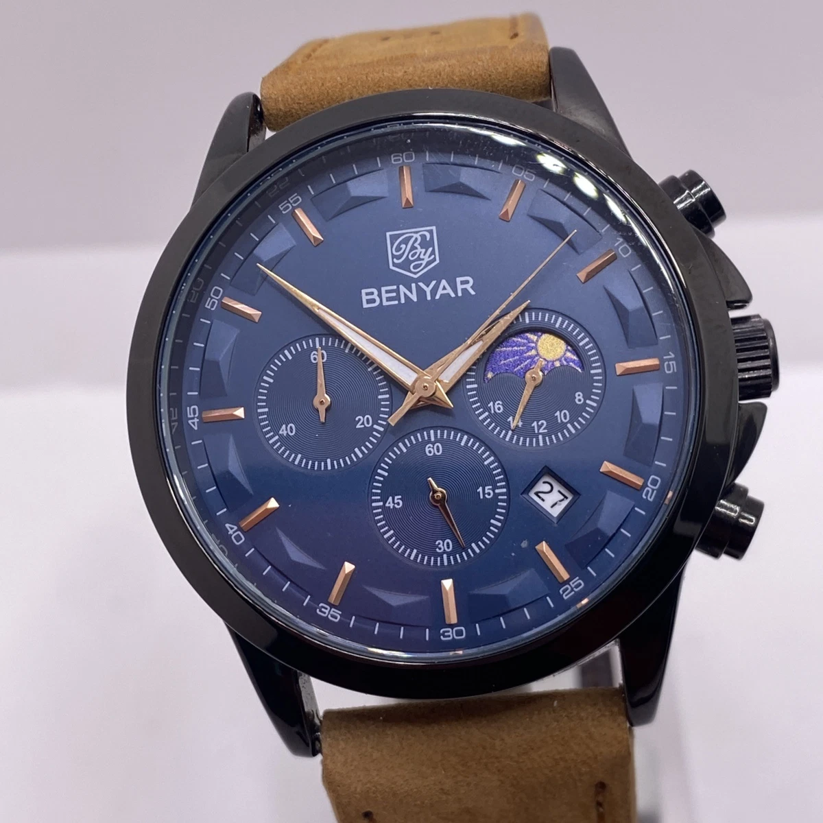 Boss Top HB1514095 - Zwart Herenhorloge Met Bruine Wijzerplaat En Chronograaf Diameter 44 Mm