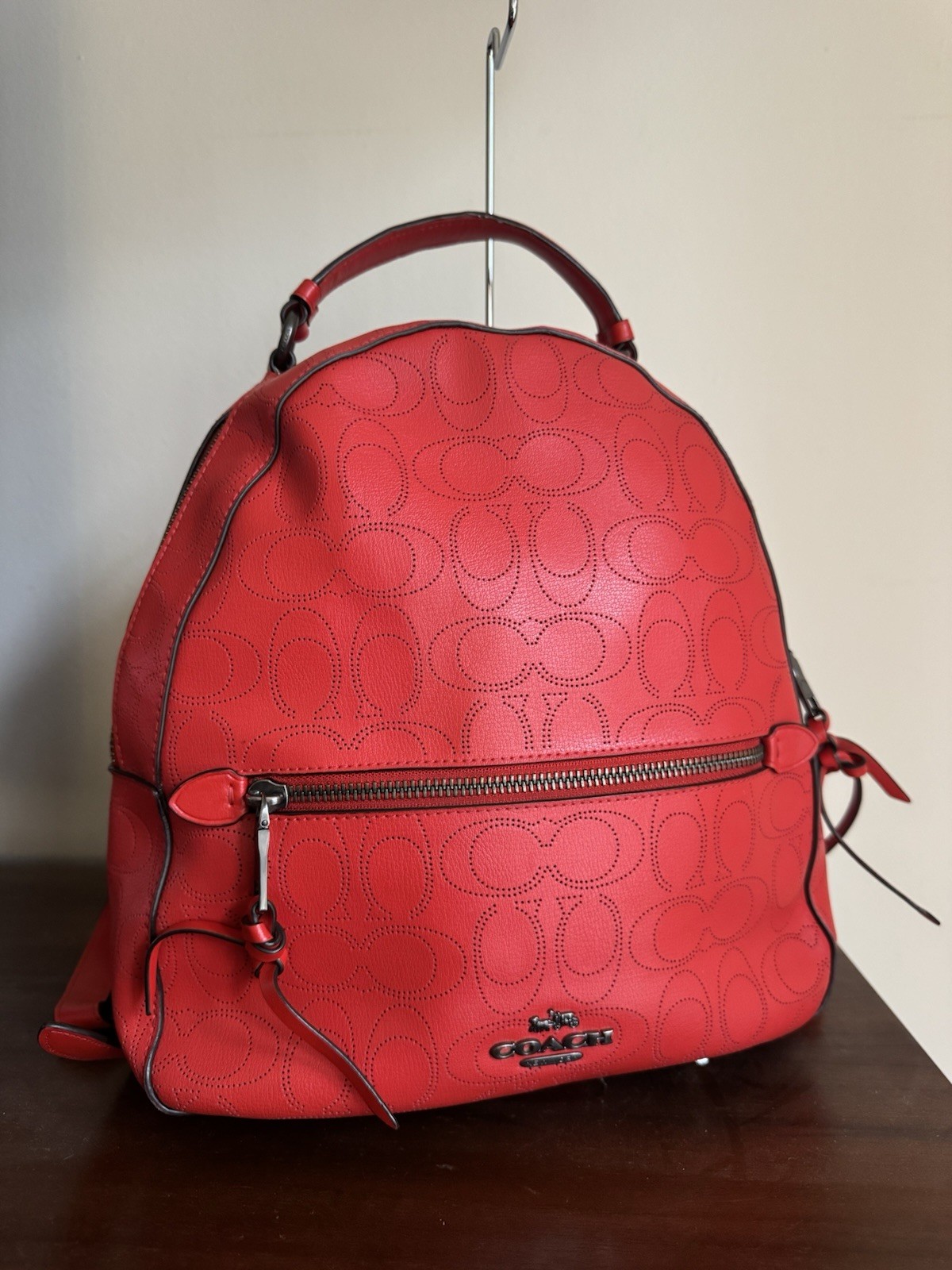 Coach Jordyn Backpack Red Signature Perforated Leather Style No. 2322