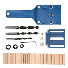  Wood Doweling Hole Drill Guide, Dowel Jig Drilling Kit Handheld Self Blue