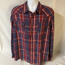 Levis Mens Pearl Snap Western Shirt 100 Cotton Large Modern Multicolor Plaid FS