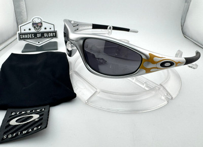 OAKLEY STRAIGHT JACKET UNDEFEATED PTSF F&F SILVER FLAMES PRIZM BLACK SUNGLASSES