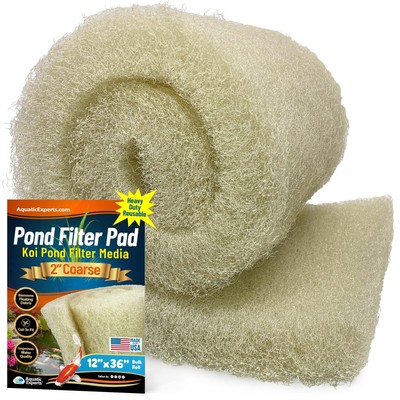 Cream COARSE Pond Filter Pad - 2 inch Thick - Bulk Roll Water Garden Filter