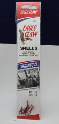 Hameçons À Baitholder Snell Rouge Taille 4 Eagle Claw 139GEH-4