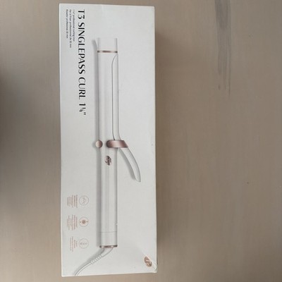 T3 SinglePass Curl X 1.25'' Extra Long Barrel Curling Iron White Rose Gold NIB