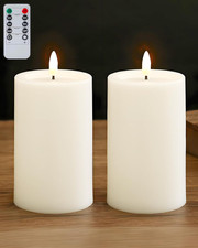 3"X6" Outdoor Waterproof Flameless Candles with Remote and Timers, LED Candles,