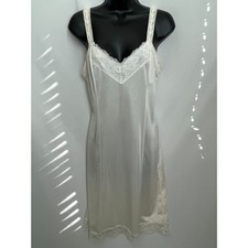 Vintage Deena Cream Nylon Lace Trim Nightgown Slip Retro Size 4/S Romantic White