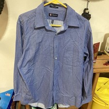 Chaps Dress Shirt Wrinkle Free Size 16-16 1/2 34/35 Large Bright Blue Pinstripe