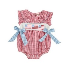 Amnnchya 4th of July Baby Girl Outfits Newborn American Flag 0-3 Months Red