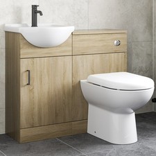 950mm Bathroom Toilet Vanity Unit Combination Basin Sink Furniture Oak Effect