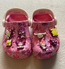 Crocs Classic Clogs Kids 6 Pink Sanrio Hello Kitty My Melody Kuromi Slip On