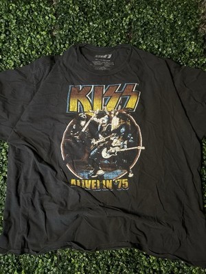 Kiss Men Size 3 XL Black Alive in '75 Graphic Print Short Sleeve T-Shirt