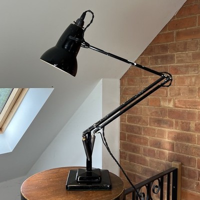 Vintage Herbert Terry Anglepoise 1227 2 Stufen Schreibtischlampe Leuchte schwarz
