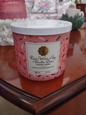 ROSE WATER & IVY + VANILLA BEAN BATH & BODY WORKS 3-Wick Candle 14.5 oz