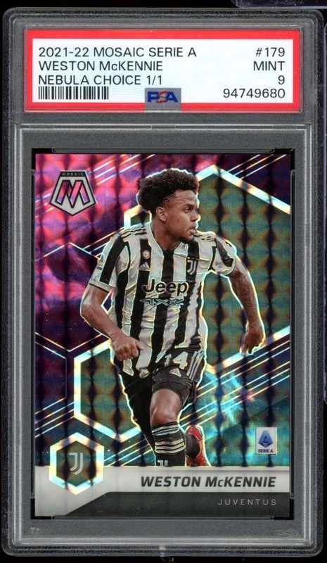 Weston Mckennie Card 2021-22 Mosaic Nebula Choice (1/1) #179 PSA 9