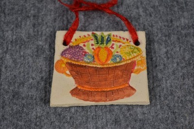 Salzteig Deko Anhänger Obstkorb Früchte Handgemacht Vintage Shabby Landhausstil
