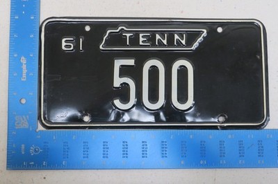 Tennessee License Plate Tag 1961 61 #500 TN Three Digit Governor Staff