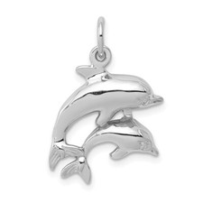 14k White Gold Dolphin Charm Pendant for Women 1.77gm L-22mm W-17mm