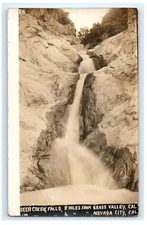 Deer Creek Falls Nevada City CA California Real Photo RPPC Postcard (EI19)