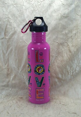 Bucees Peace Love Pink Aluminum Water Bottle 24 fl oz Popular Travel Store