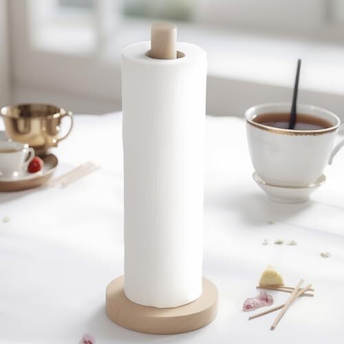 Soporte Para Rollo De Papel De Cocina - Madera De Acacia Natural, Para Encimera, Estilo Rústico