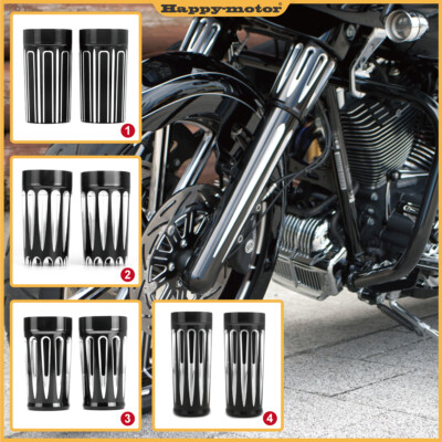 Deep Shock Fork Boots Slider Covers For Harley Touring Glide FLHX FLHR Cow Bells