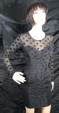 Guess Cocktail Sexy Polka dot  Jet Black lack Mesh Dress Size Small NWT