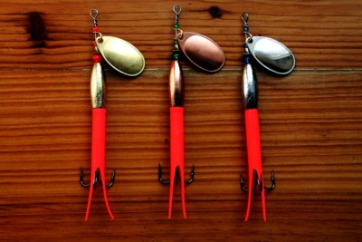 3 Flo. Red Bullet Flying C Spinners Salmon Trout Bass Steelhead Walleye Lures