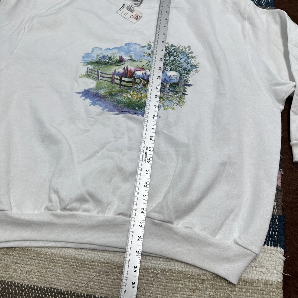 Sudadera blanca vintage Arts Uniq by Just My Style para mujer 18W/20W SPOT nueva con etiquetas Foto 3 de 4