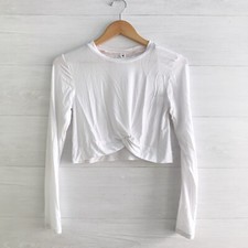 NWT IVL Collective - Brilliant White cropped knotted long sleeve twisted top, 4
