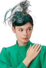 BABEYOND Fascinator Hat Tea Party Kentucky One Size, Peacock-5 