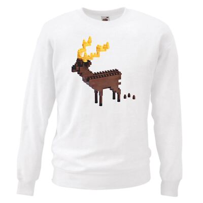 Adults 8-Bit Block Retro Pixel Reindeer Poo Festive Unisex Christmas Jumper