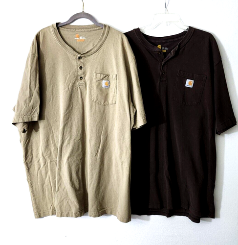 Carhartt Shirt Mens 2XLT Henley Original Fit Chest Pocket 1/4 Button Lot Of 2 - Picture 2 of 11