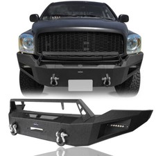 Full Width Front Winch Bumper W Bull Bar Hoop Fit 2006 2007 2008 Dodge Ram 1500