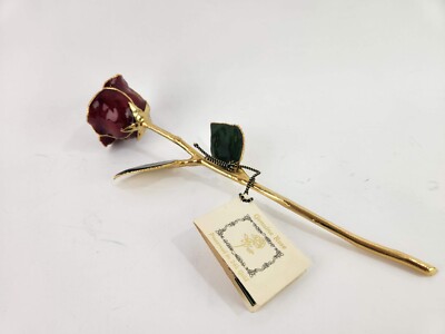 Genuine Red Rose with Stem Preserved 24K Gold 11'' w/ Original Tags
