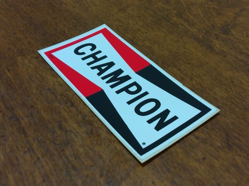 CHAMPION Spark Plugs Vintage Racing Decal Sticker Hot Rod Garage 4" x 2" NOS - Picture 3 of 5