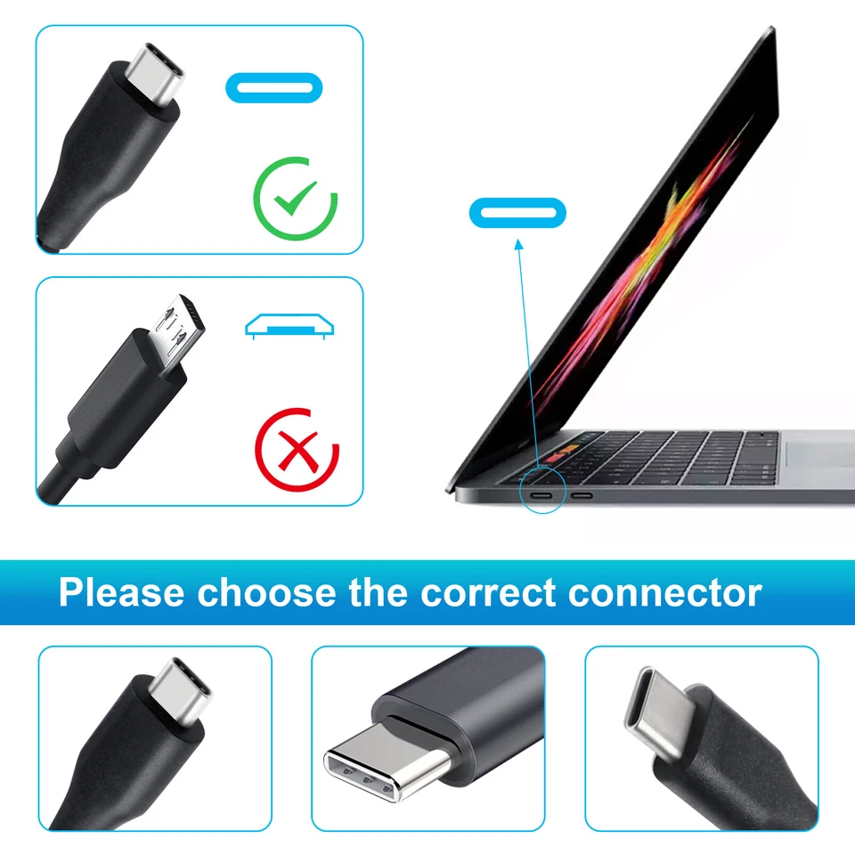 LOT OF 45W 65W 90W USB C Type C Adapter Charger For Lenovo HP Macbook Samsung - Image 2 of 4