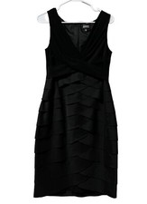 Adrianna Papell Dress Size 10 Black Stretch Party Wedding Guest Formal Classic
